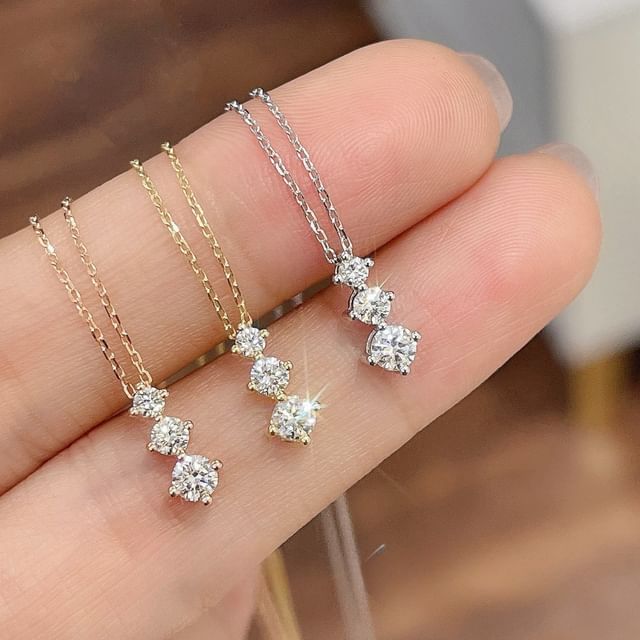 Phoenoa-Rhinestone Pendant Sterling Silver Necklace