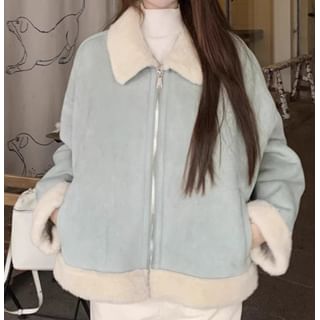 Trendycas-Fleece Collar Zip-Up Jacket