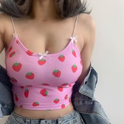 Ohnana - Spaghetti Strap Strawberry Print Top / Strawberry Print Midi Skirt Ohnana - Spaghetti Strap Strawberry Print Top / Strawberry Print Midi Skirt