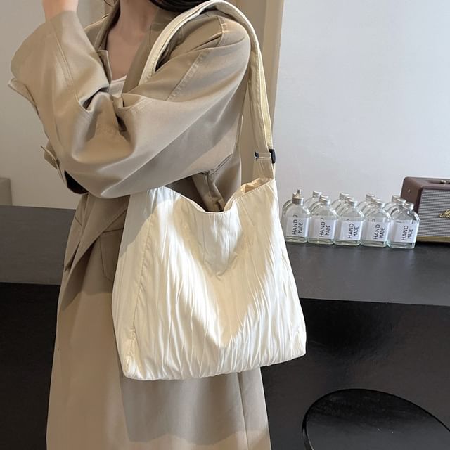 Hikuozy-Plain Ruched Tote Bag