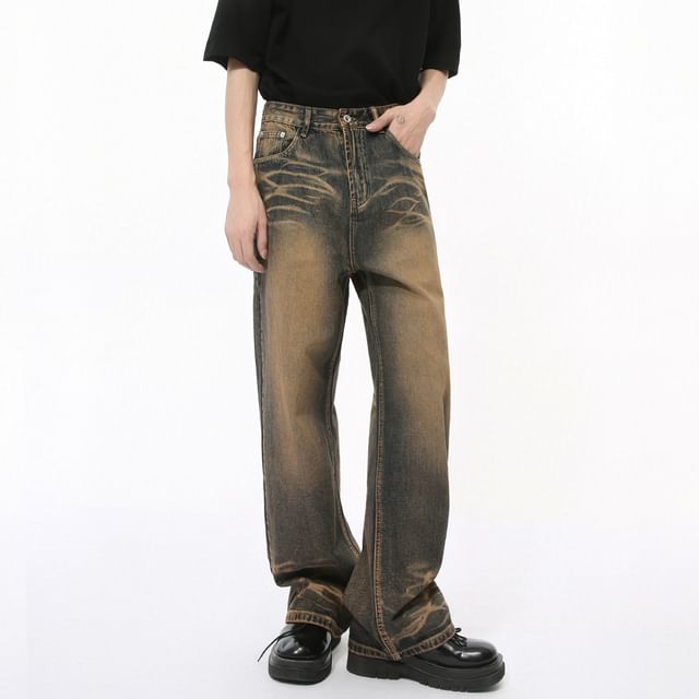 FAERIS-Mid Rise Washed Wide Leg Jeans