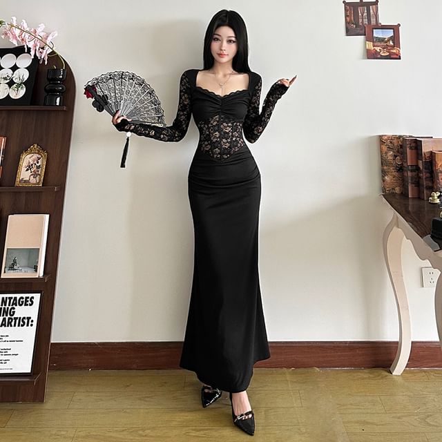 long sleeve lace party dress Long Sleeves Pink Lace Prom Dresses, Pink Lace Long Formal Evening Dre   jbydress