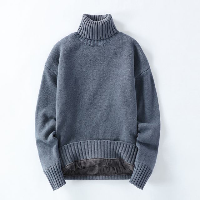 Ninine-Long-Sleeve Turtleneck Plain Sweater