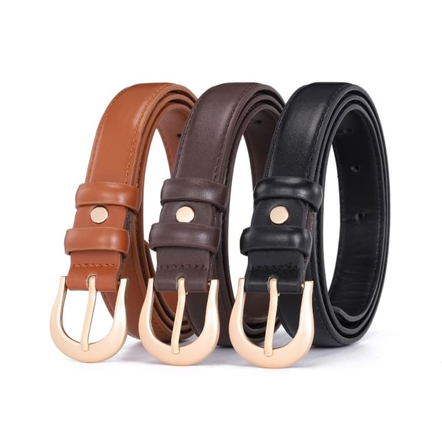 Kinoxslone-Plain Faux Leather Belt
