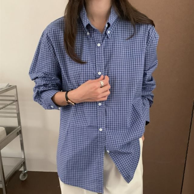 Jesong-Long-Sleeve Plaid Shirt