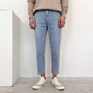 Seoul Homme  Band Waist Washed Tapered Jeans YesStyle 