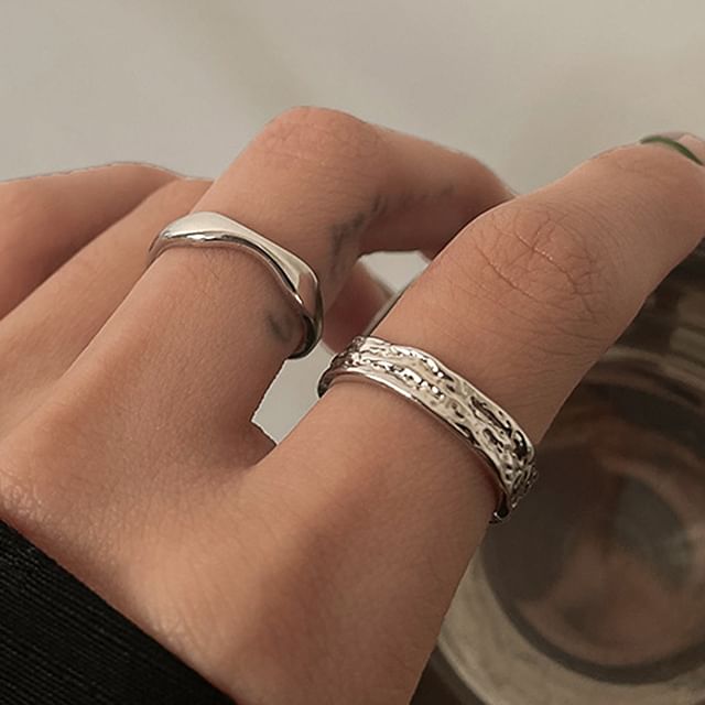 Hansha-Twisted Textured Alloy Open Ring