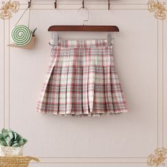 Selva - Plaid Mini Pleated Skirt