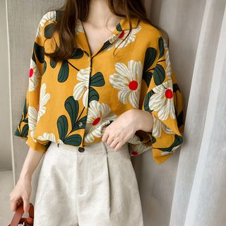 Ilda Elbow-Sleeve Floral Print Blouse | YesStyle