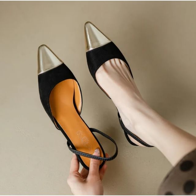 Freesia-42 Pointed Slingback Kitten Heel Sandals
