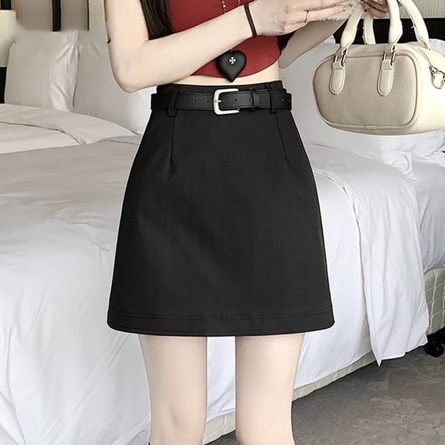 Dragan Pulse-High Rise Plain Mini A-Line Skirt