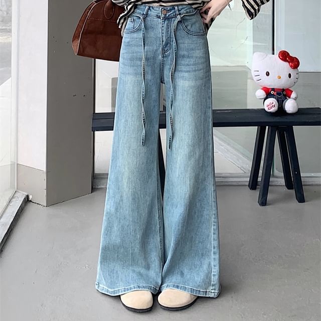 Beem-High Rise Washed Flared Jeans