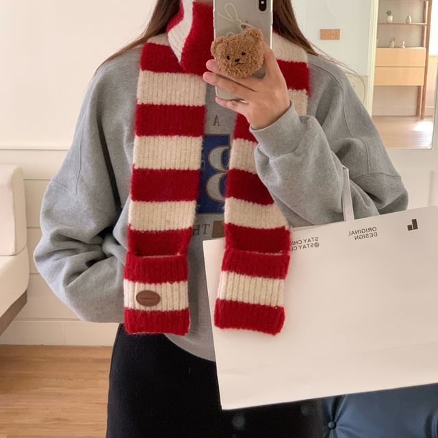 Raconteur-Striped Knit Scarf