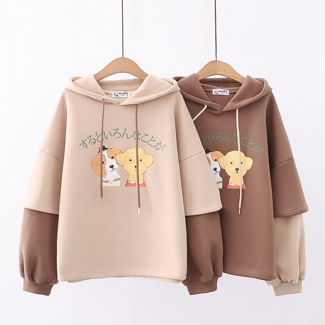 Kawaii fairyland dog print hoodie sale