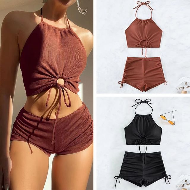 CUCURBIT-Set Halter Neck Tankini Top Bottom