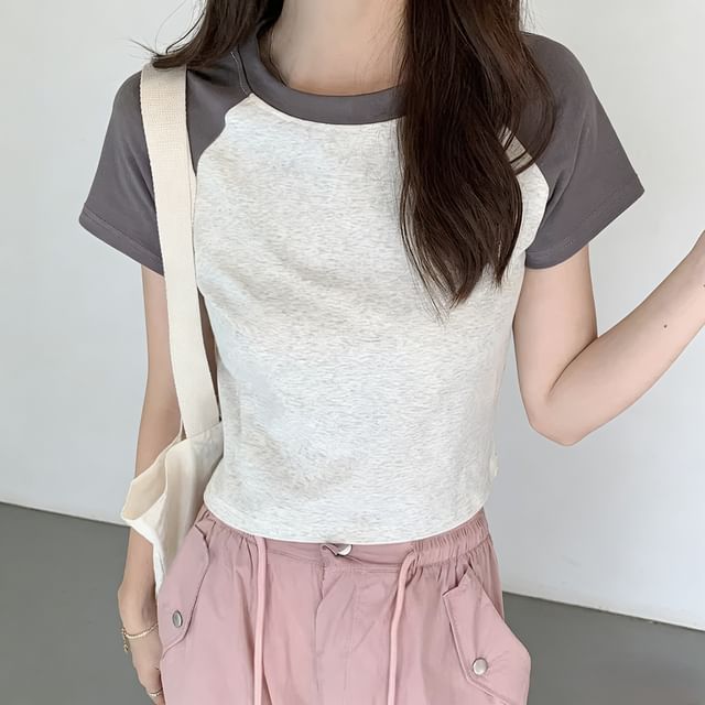 Shinsei-T-shirt con girocollo e maniche raglan
