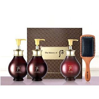 THE WHOO - WhooSpa Hair Special Set: Essence Shampoo 350ml + 350ml + Rinse 220ml + Luxury Hair Brush 1pc