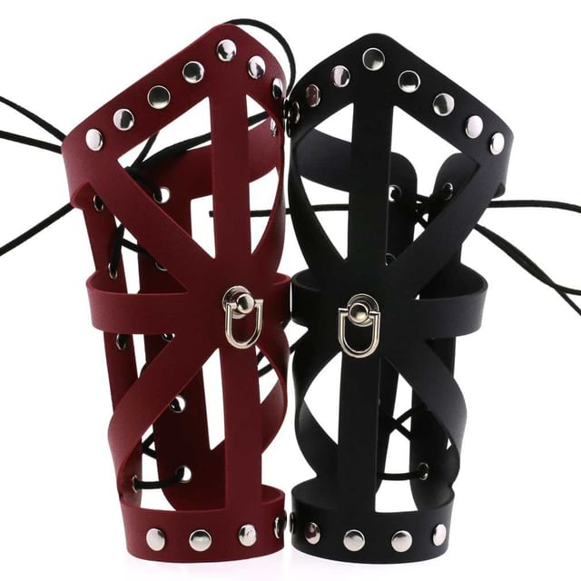 SURELIN-Studded Faux Leather Wristband