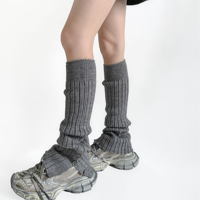 Gentiana-Button Ribbed Knit Leg Warmers