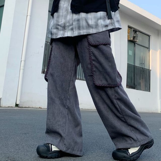 MAPOGO - Corduroy Cargo Wide Leg Pants | YesStyle