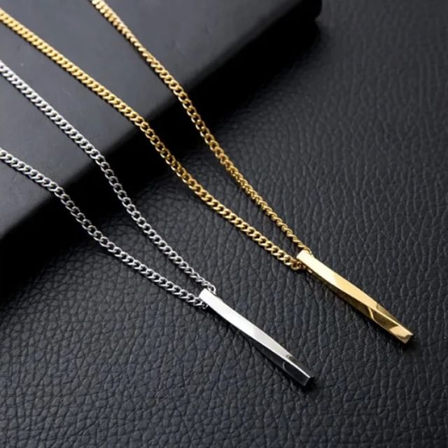 Tinseltown - Stainless Steel Bar Pendant Necklace