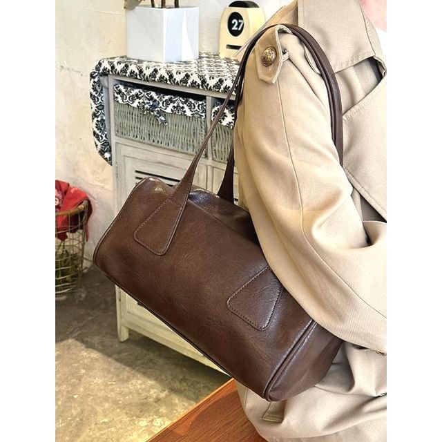 Bolso-Faux Leather Plain Shoulder Bag