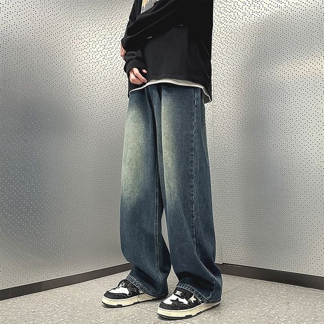 WidoWilder-Mid Rise Washed Wide Leg Jeans