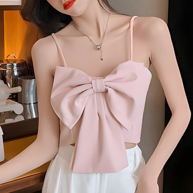 Isaaca-Cropped Bow Camisole Top