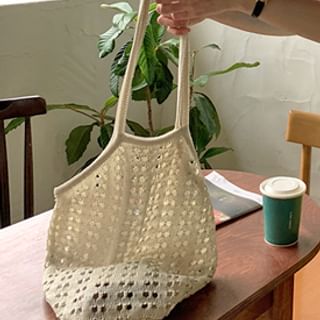 FROMBEGINNING-Pointelle Knit Shopper Bag