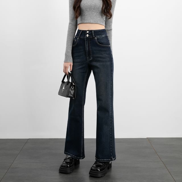 Magimomo-High Waist Bootcut Jeans