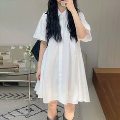 Pomona - Elbow-Sleeve Mini A-Line Shirt Dress