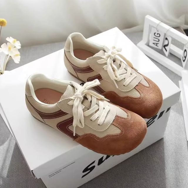 STEPUP-Genuine Leather Lace-Up Sneakers
