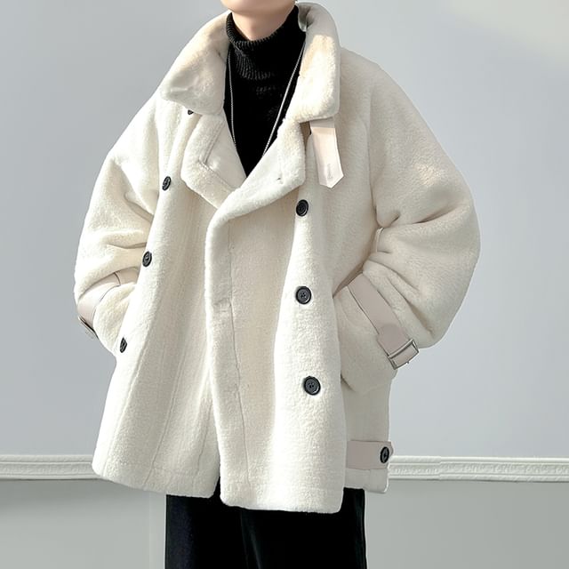 Freehop-Double Breasted Fleece Lined Coat