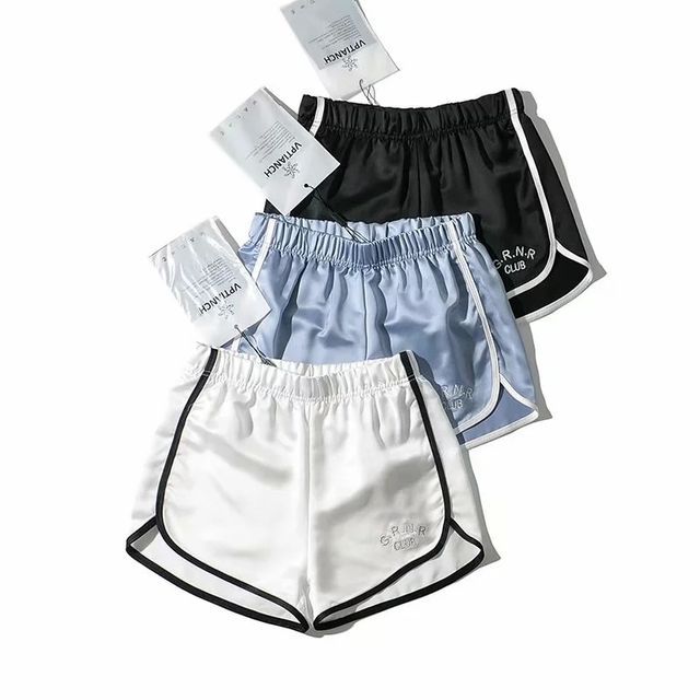 Letter Embroidered Piped Sweatshorts 