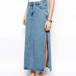 jean skirt with side slits