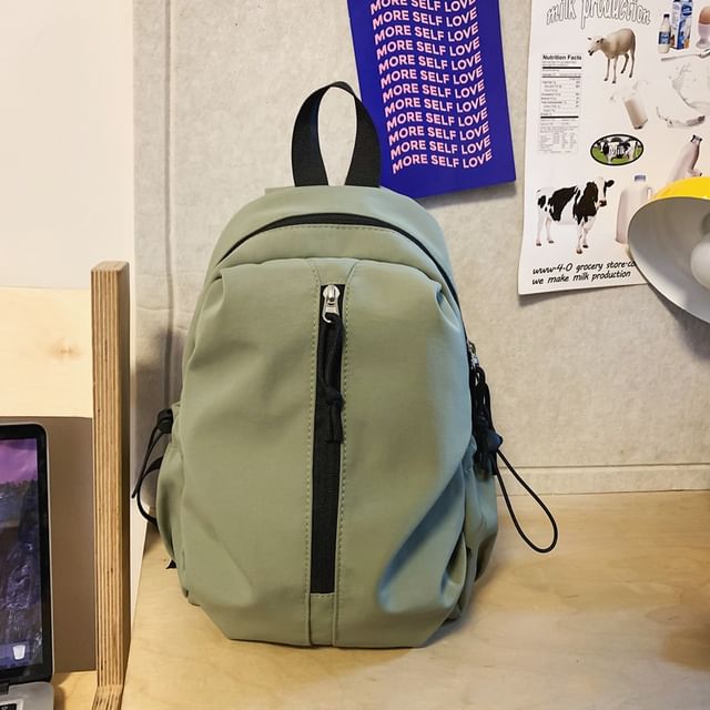 SUNMAN-Plain Panel Nylon Backpack