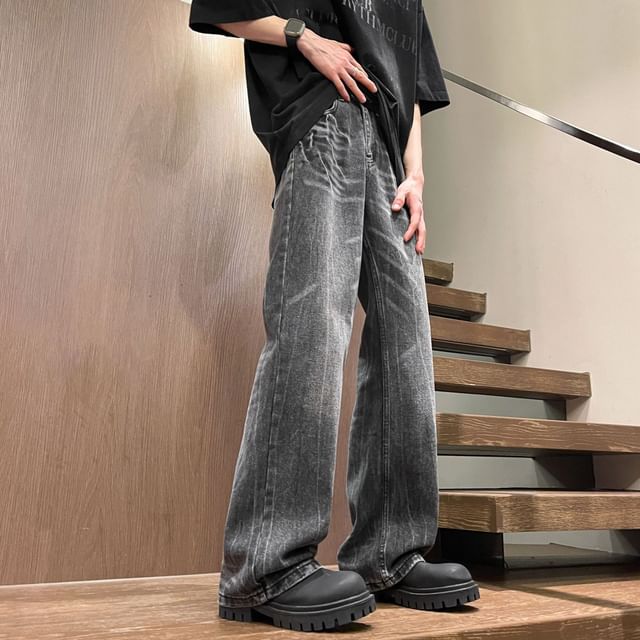 Hushgrain-Mid Rise Washed Bootcut Jeans