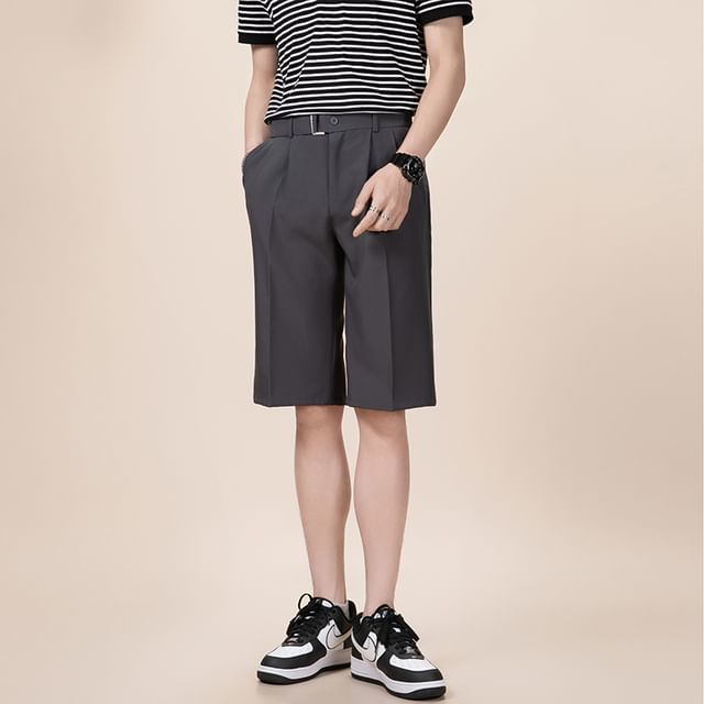 Lorencho-Mid Rise Plain Dress Shorts