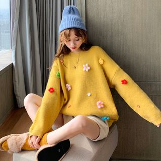 floral applique cardigan