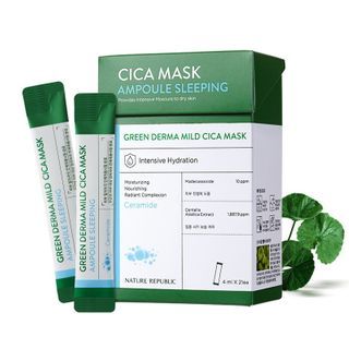NATURE REPUBLIC - Green Derma Mild Cica Ampoule Sleeping Mask Set