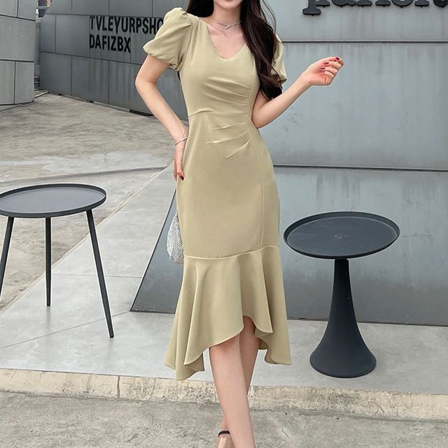 chinese dress ladies Simona Maghen Notch Neck Mermaid Hem Sleeveless Dress Black Ponte 2 / Black