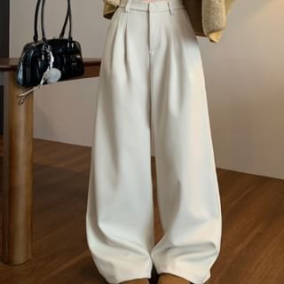 Beem-High Rise Plain Baggy Pants