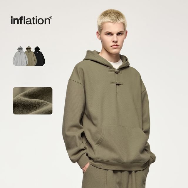 Newin-Frog-Button Loose Hoodie