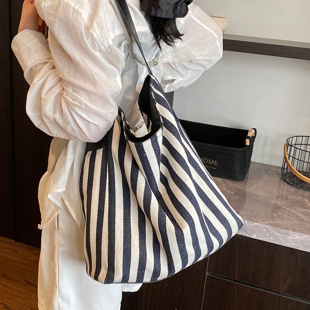 Skyglow-Striped Canvas Tote Bag