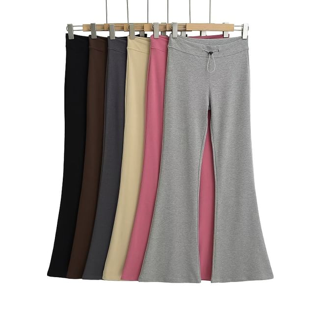 Hollahop-Drawstring Waist Flared Pants