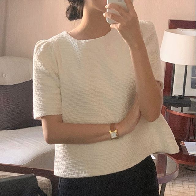 ISSOL-Short-Sleeve Plain Top