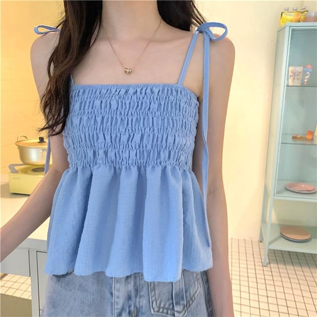Hevnir-Plain Peplum Camisole Top