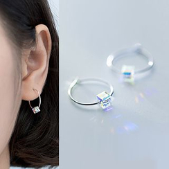 A’ROCH - 925 Sterling Silber Strass Würfel Creolen A’ROCH - 925 Sterling Silber Strass Würfel Creolen