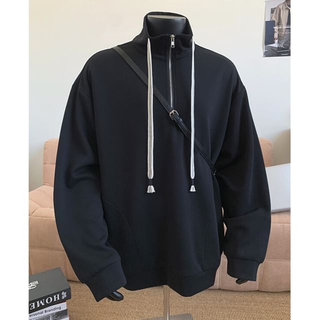 FORSETI-Turtleneck Drawstring Half-Zip Sweatshirt