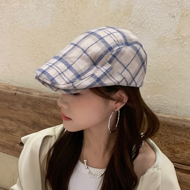Combon-Plaid Flat Cap